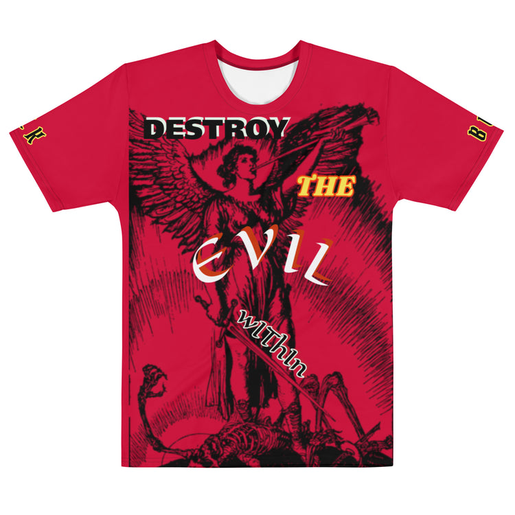 ★DNSR★ Violent T-shirt red black all-over-print-mens-crew-neck-