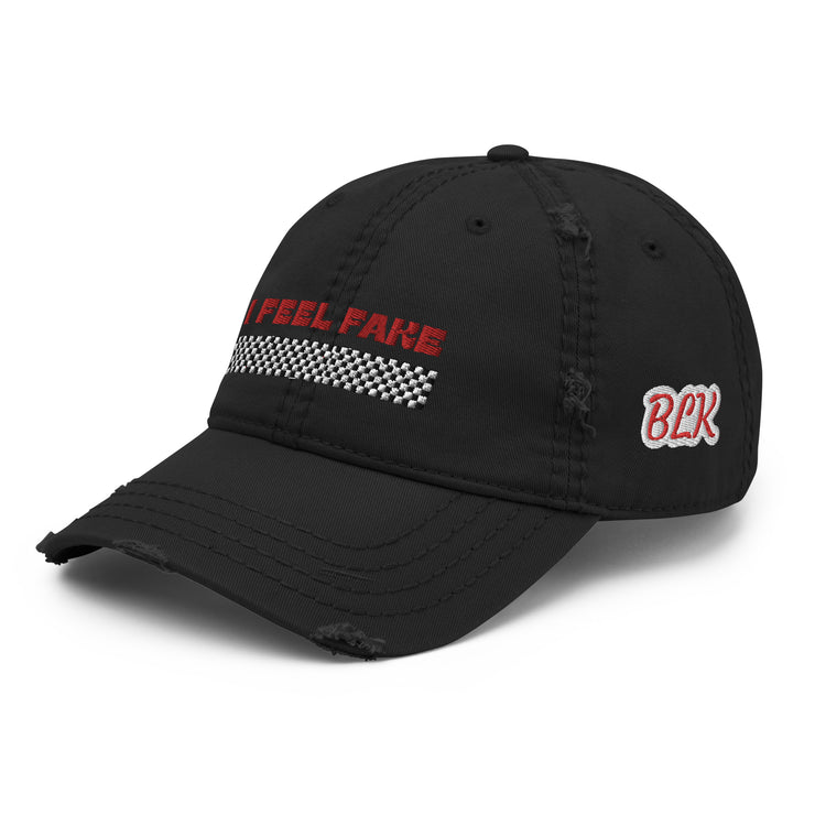 BLK I FEEL FAKE Distressed HAT