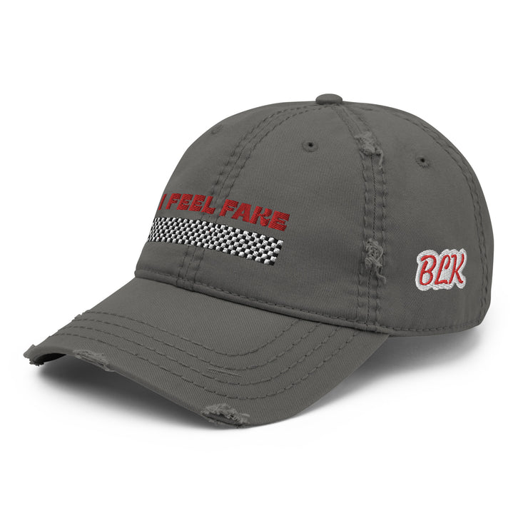 BLK I FEEL FAKE Distressed HAT