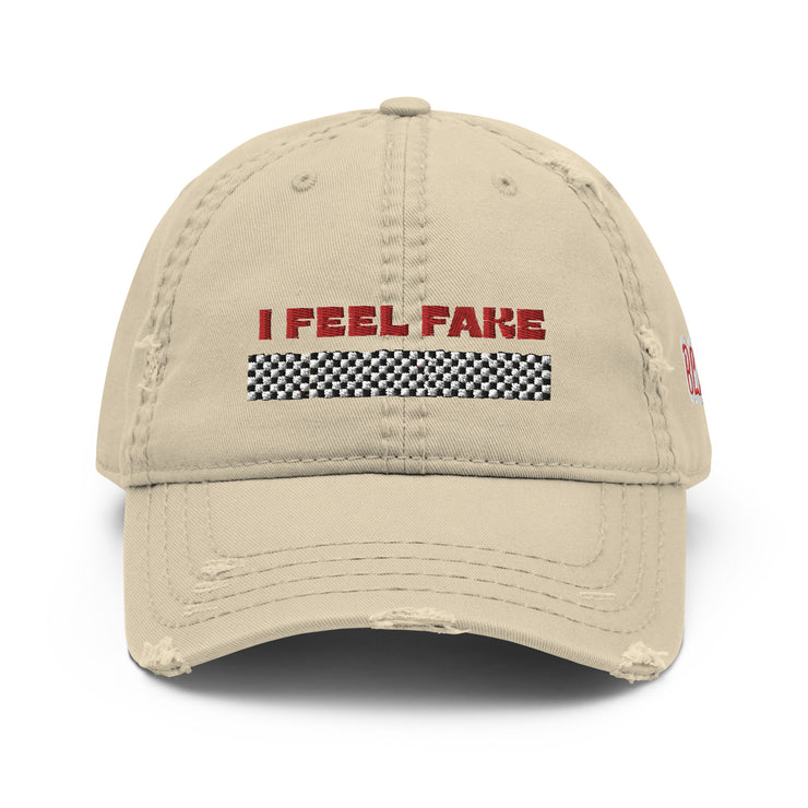 BLK I FEEL FAKE Distressed HAT
