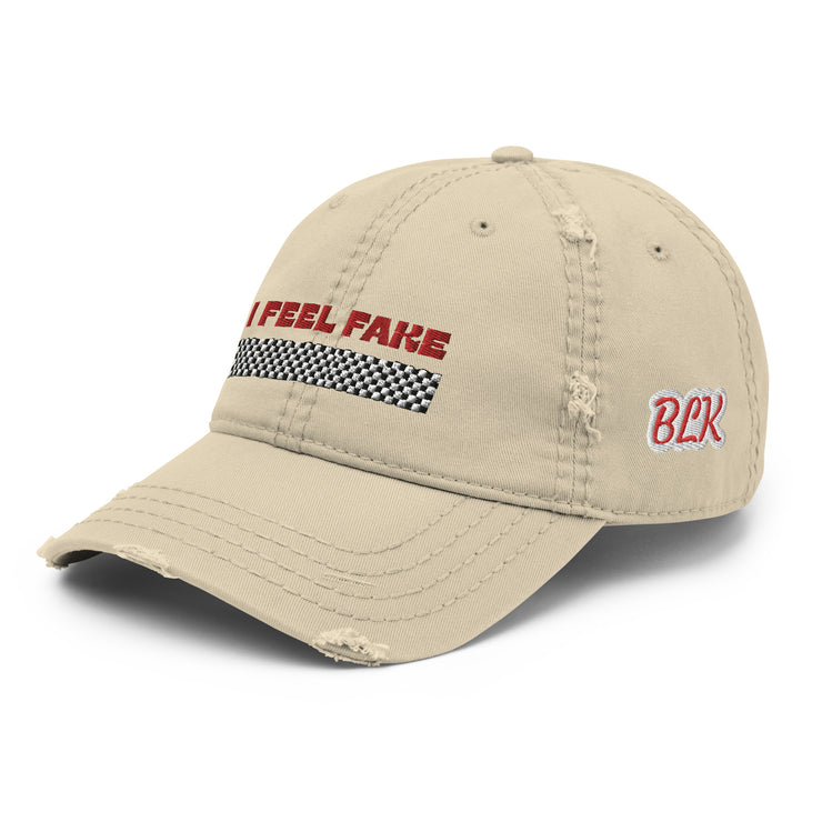 BLK I FEEL FAKE Distressed HAT