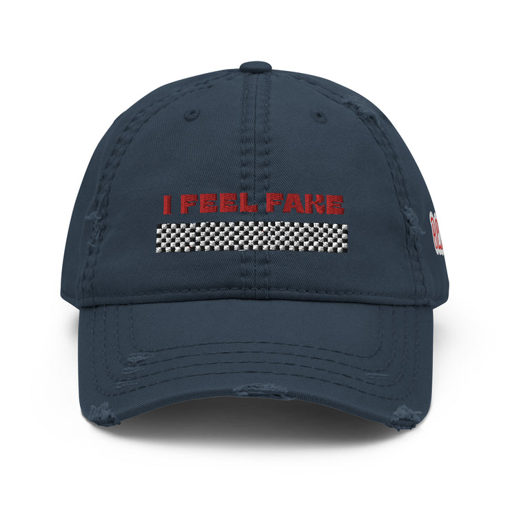 BLK I FEEL FAKE Distressed HAT