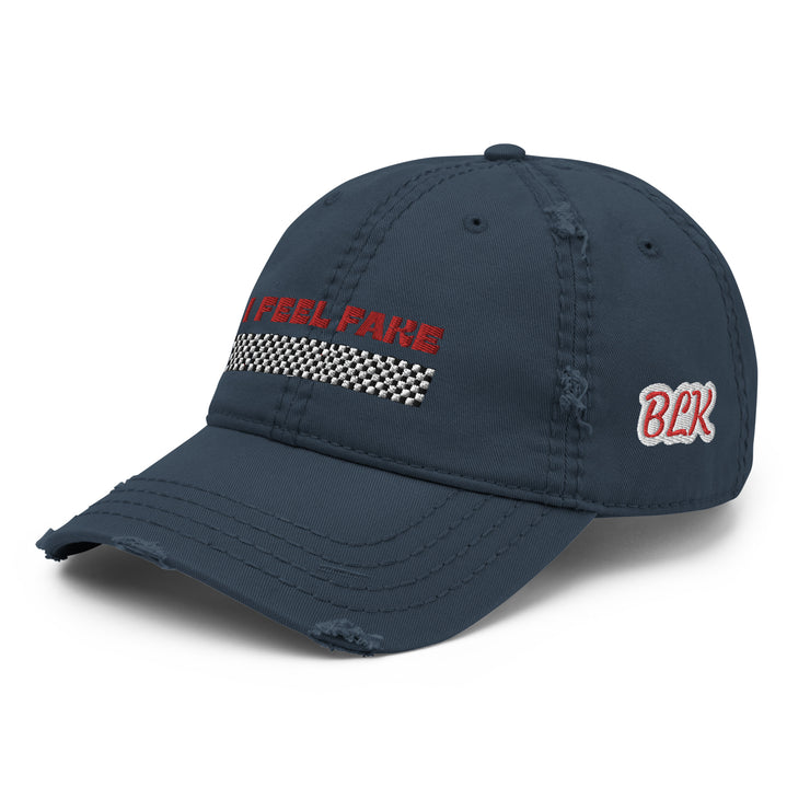 BLK I FEEL FAKE Distressed HAT